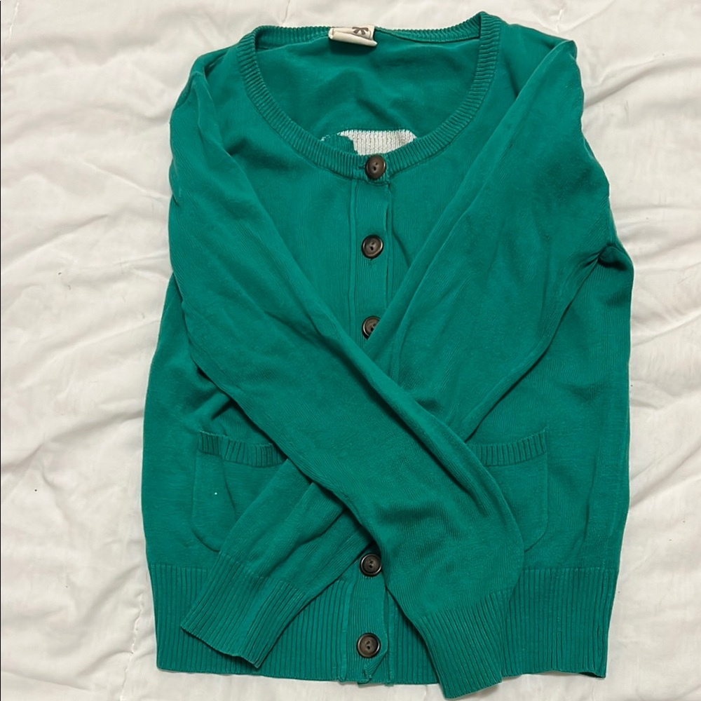 Teal Cardigan with Rabbit Design - Picture 6 of 7
